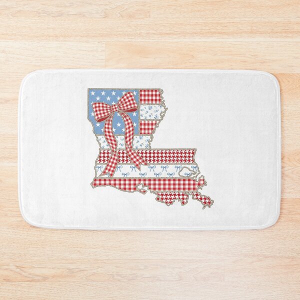 Item preview, Cute Patriotic Louisiana Map with Red Gingham Bow designed and sold by Paper Drip.