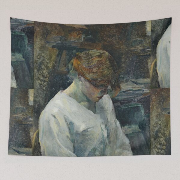 Item preview, La Rousse in a White Blouse by Henri de Toulouse-Lautrec | Intimate Post-Impressionist Portrait Print designed and sold by artofuniverse.