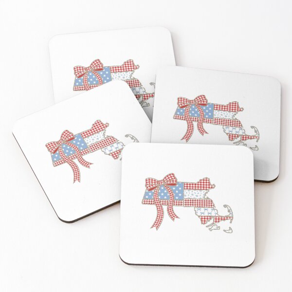 Item preview, Cute Patriotic Massachusetts  Map with Red Gingham Bow designed and sold by Paper Drip.