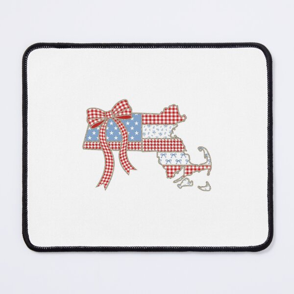 Item preview, Cute Patriotic Massachusetts Map with Red Gingham Bow designed and sold by Paper Drip.