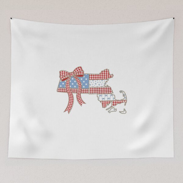 Item preview, Cute Patriotic Massachusetts  Map with Red Gingham Bow designed and sold by Paper Drip.