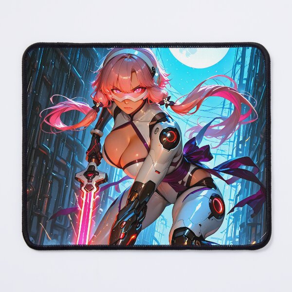 Item preview, Cyberpunk Samurai Android Waifu Neon Moon Anime Warrior designed and sold by BorgSpareParts.
