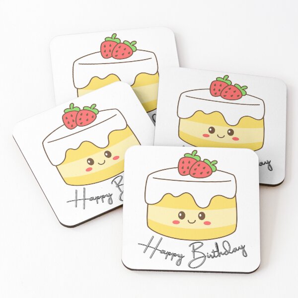 Item preview, Cute Kawaii Strawberry Cake Happy Birthday Sticker designed and sold by simranart111.