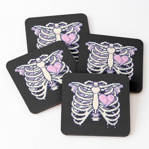 Item preview, Pixel Heart Ribcage Pastel Goth Retro Skeleton Art designed and sold by HeyChickasClubX.