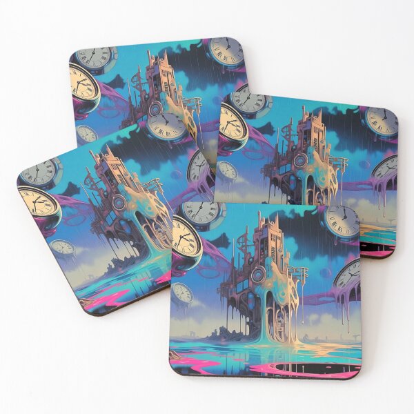 Item preview, Surreal Melting Clock Tower – Psychedelic Dreamscape with Floating Clocks designed and sold by RadaQueen.