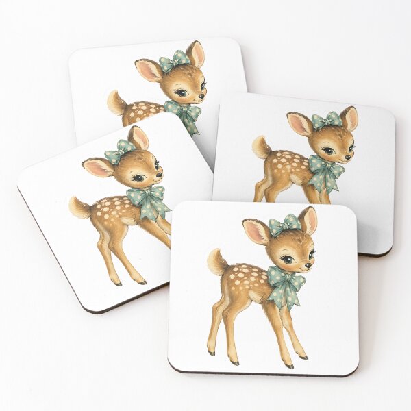 Item preview, Vintage Fawn with Teal Polka Dot Bows designed and sold by Jaideep Walia.