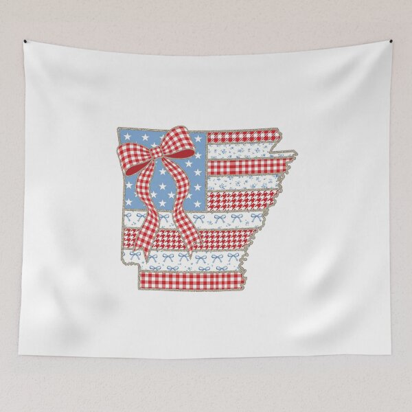 Item preview, Cute Patriotic Arkansas Map with Red Gingham Bow designed and sold by Paper Drip.