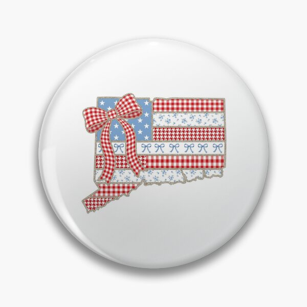 Item preview, Cute Patriotic Connecticut Map with Red Gingham Bow designed and sold by Paper Drip.