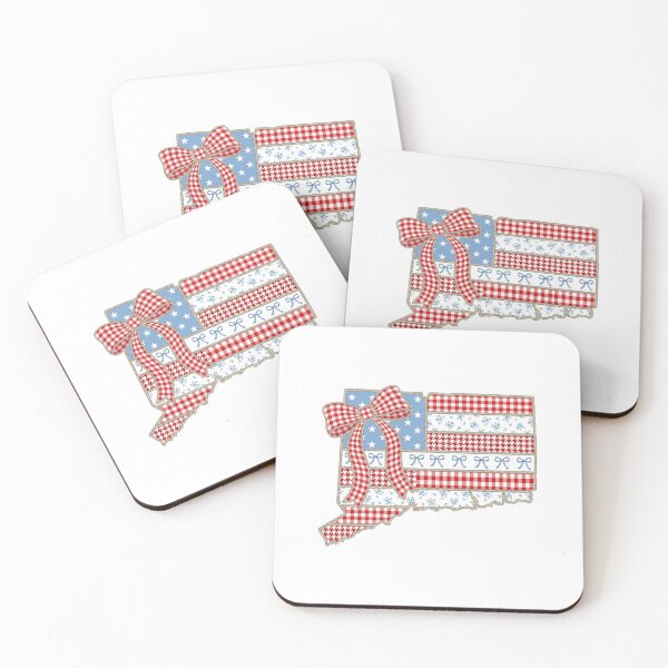 Item preview, Cute Patriotic Connecticut Map with Red Gingham Bow designed and sold by Paper Drip.