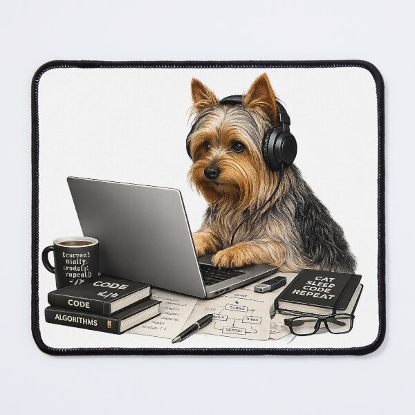 Item preview, Coding Australian Silky Terrier – Realistic Programmer Dog designed and sold by YamiSociety.
