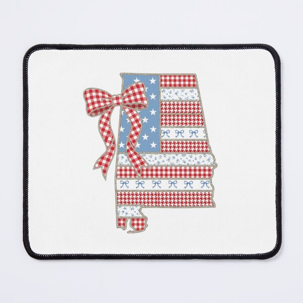 Item preview, Cute Patriotic Alabama Map with Red Gingham Bow designed and sold by Paper Drip.