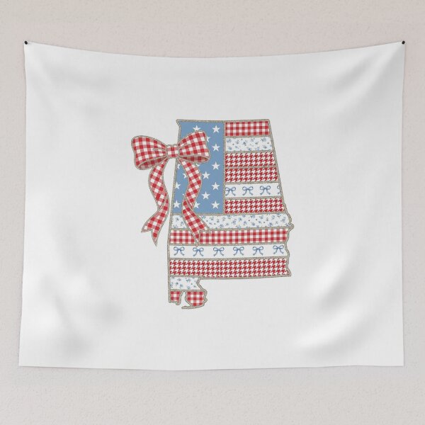 Item preview, Cute Patriotic Alabama Map with Red Gingham Bow designed and sold by Paper Drip.