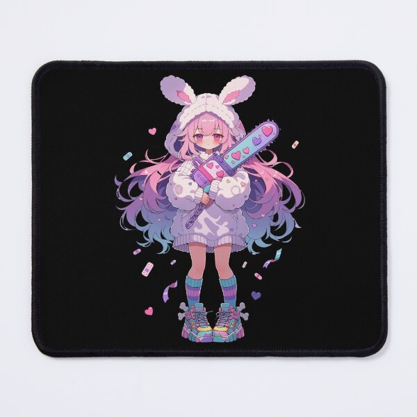Item preview, Pastel Bunny Girl Chainsaw Kawaii Horror Anime Art designed and sold by HeyChickasClubX.