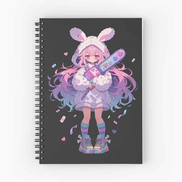 Item preview, Pastel Bunny Girl Chainsaw Kawaii Horror Anime Art designed and sold by HeyChickasClubX.