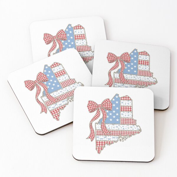 Item preview, Cute Patriotic Maine Map with Red Gingham Bow designed and sold by Paper Drip.