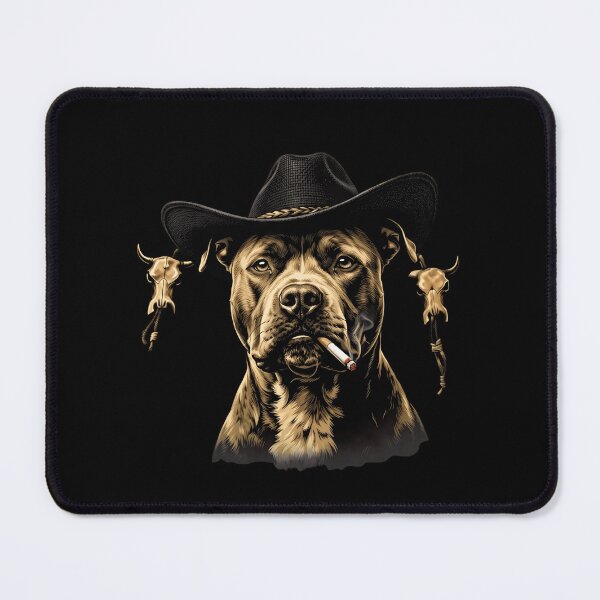 Item preview, Badass Pitbull Cowboy Outlaw Smoking Cigarette Western Art designed and sold by haitrieuic96.