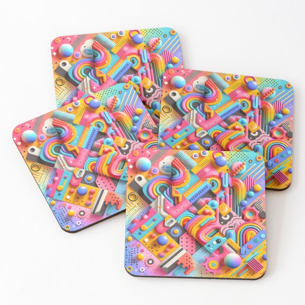 Item preview, Retro Neon 3D Memphis Geometric Abstract Art designed and sold by Sybille-Yates.