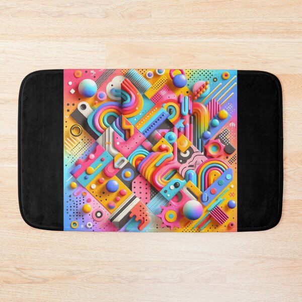 Item preview, Retro Neon 3D Memphis Geometric Abstract Art designed and sold by Sybille-Yates.