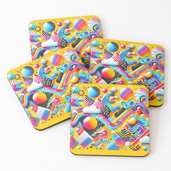 Item preview, Retro Neon 3D Memphis Geometric Abstract Art designed and sold by Sybille-Yates.