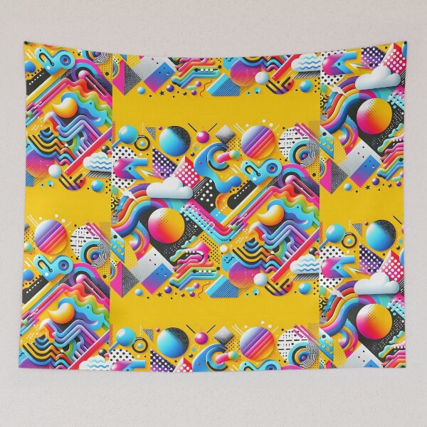 Item preview, Retro Neon 3D Memphis Geometric Abstract Art designed and sold by Sybille-Yates.