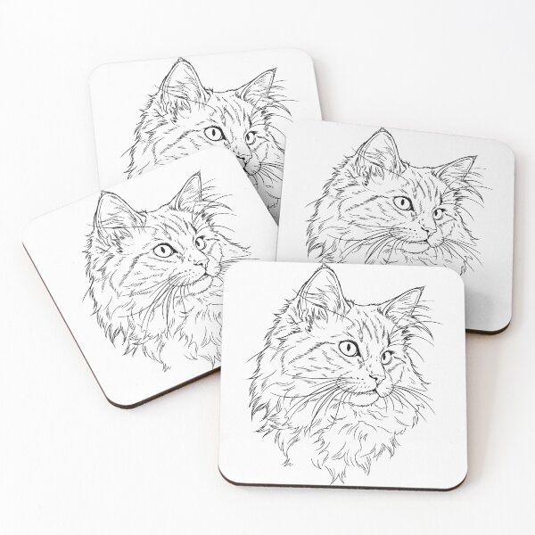 Item preview, Detailed Maine Coon Cat Line Art Drawing designed and sold by Paolo-Bandal.