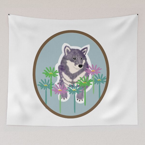 Item preview, Purple Shiba Inu in a frame - blue designed and sold by ShibaCruise-On.