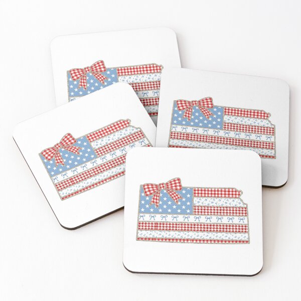 Item preview, Cute Patriotic Kansas Map with Red Gingham Bow designed and sold by Paper Drip.
