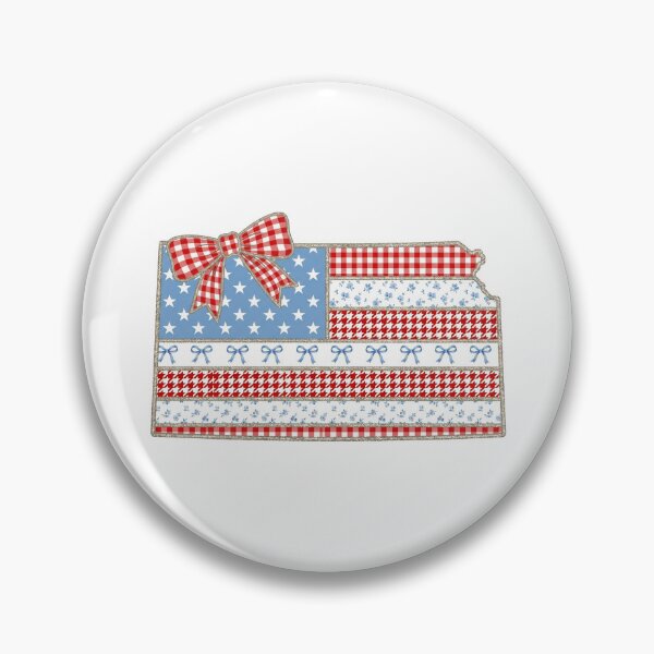 Item preview, Cute Patriotic Kansas Map with Red Gingham Bow designed and sold by Paper Drip.