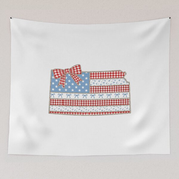 Item preview, Cute Patriotic Kansas Map with Red Gingham Bow designed and sold by Paper Drip.