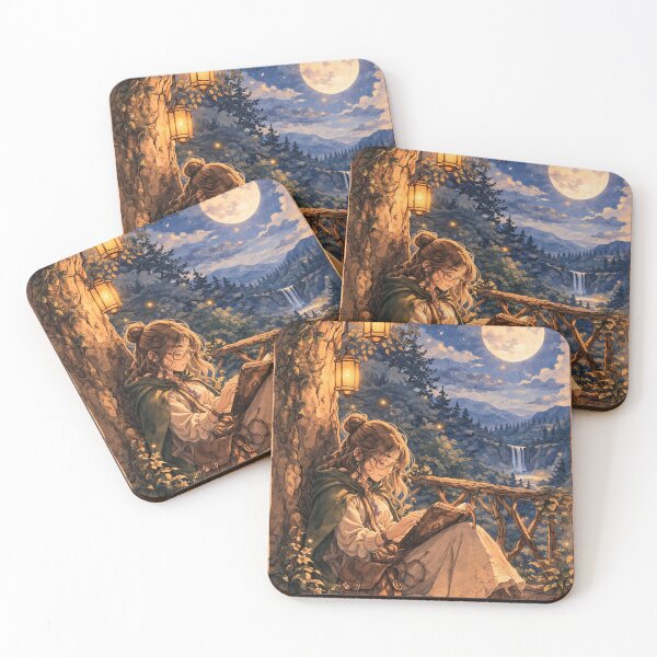 Item preview, Moonlit Reading in the Enchanted Forest designed and sold by nuriart.