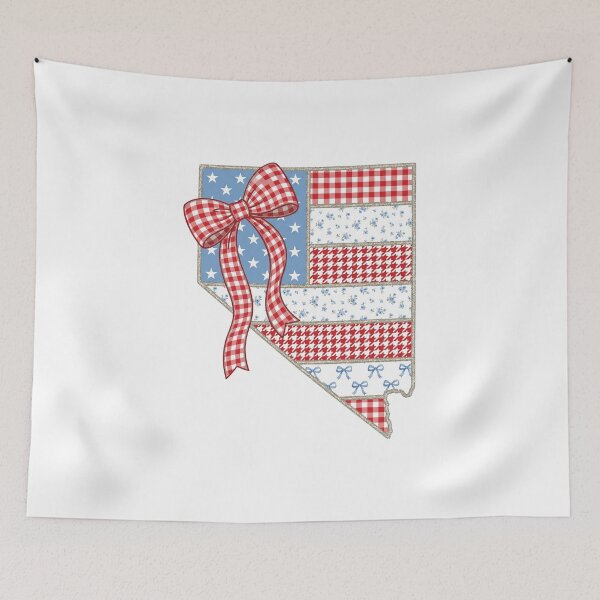 Item preview, Cute Patriotic Nevada Map with Red Gingham Bow designed and sold by Paper Drip.