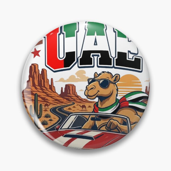 Item preview, Road Trip UAE - Funny Camel Driving Muscle Car in Desert Illustration designed and sold by thazinart.