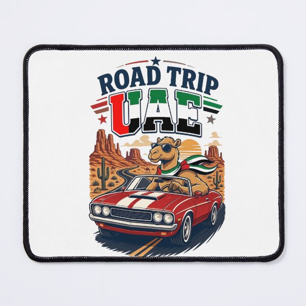 Item preview, Road Trip UAE - Funny Camel Driving Muscle Car in Desert Illustration designed and sold by thazinart.