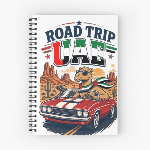 Item preview, Road Trip UAE - Funny Camel Driving Muscle Car in Desert Illustration designed and sold by thazinart.