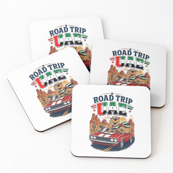 Item preview, Road Trip UAE - Funny Camel Driving Muscle Car in Desert Illustration designed and sold by thazinart.