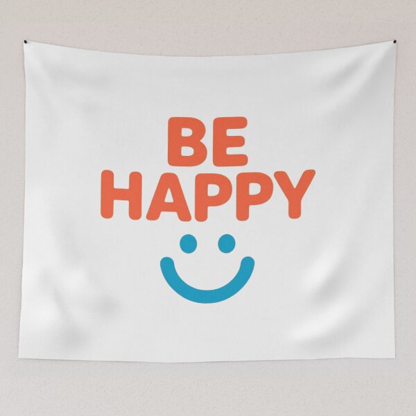Item preview, Be Happy Smiley Minimalist Positive Typography designed and sold by echoink-studio.