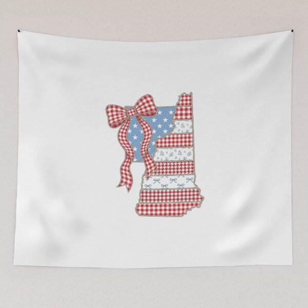 Item preview, Cute Patriotic New Hampshire Map with Red Gingham Bow designed and sold by Paper Drip.