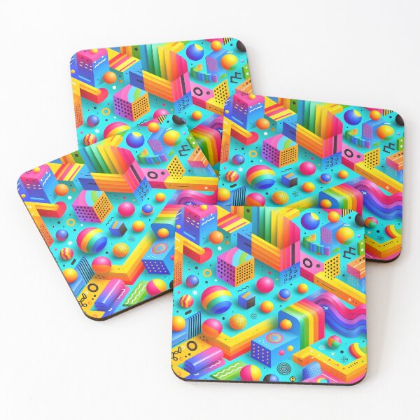 Item preview, Retro Neon 3D Memphis Geometric Abstract Art designed and sold by Sybille-Yates.