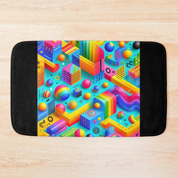 Item preview, Retro Neon 3D Memphis Geometric Abstract Art designed and sold by Sybille-Yates.
