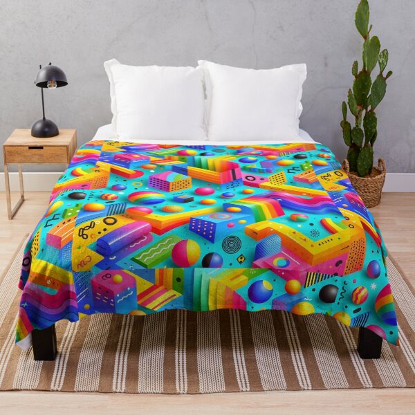 Item preview, Retro Neon 3D Memphis Geometric Abstract Art designed and sold by Sybille-Yates.