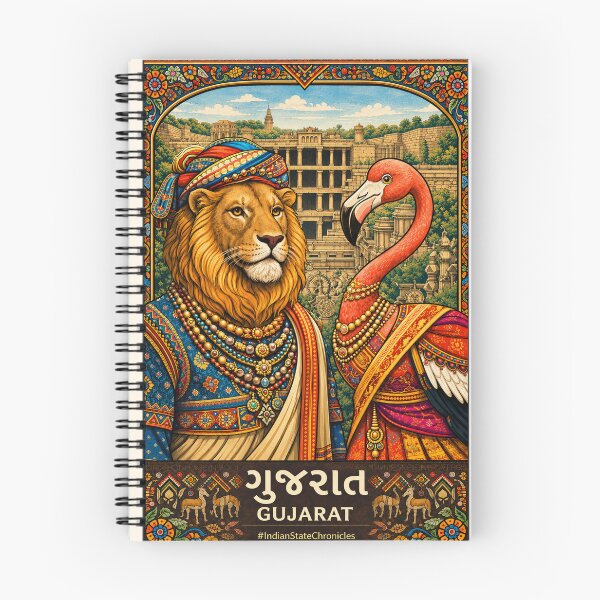 Item preview, Gujarat T-Shirt | Heritage Asiatic Lion & Greater Flamingo Art | IndianStateChronicles designed and sold by freezed-frames.