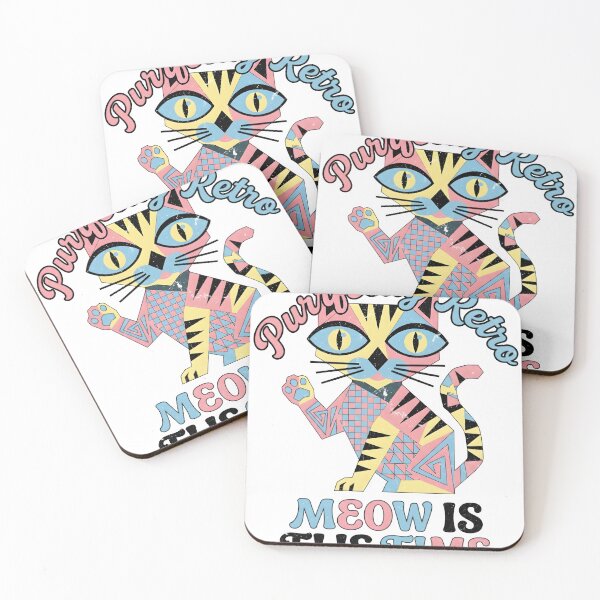 Item preview, Purrfectly Retro - Vintage Geometric Cat Pun Art designed and sold by The Grumpy Pet Club.