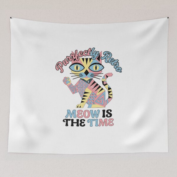 Item preview, Purrfectly Retro - Vintage Geometric Cat Pun Art designed and sold by The Grumpy Pet Club.