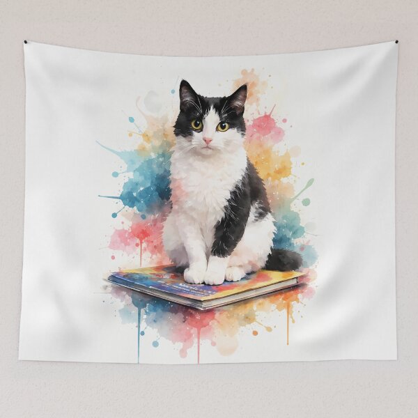 Item preview, Colorful Cat on Book designed and sold by cuprum.