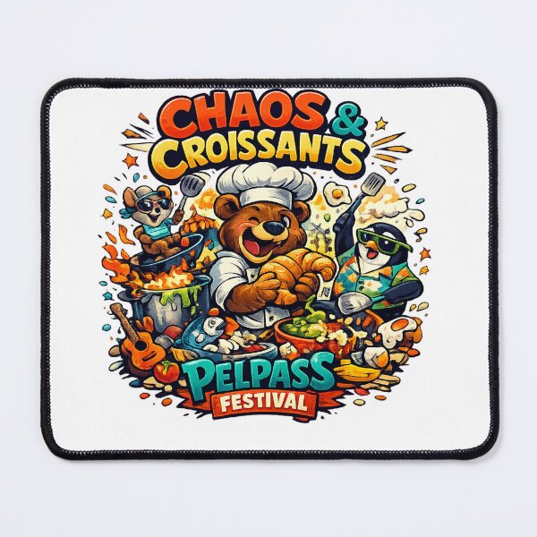 Item preview, Chaos & Croissants Delpass Festival T-Shirt – Funny French Food Festival Bear Chef Design designed and sold by Sushikidsntod.