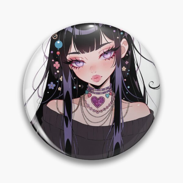 Item preview, Pastel Goth Anime Girl Dark Kawaii Portrait Art designed and sold by HeyChickasClubX.