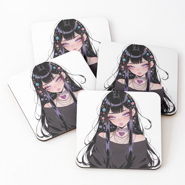 Item preview, Pastel Goth Anime Girl Dark Kawaii Portrait Art designed and sold by HeyChickasClubX.