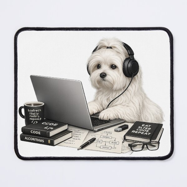 Item preview, Coding Maltese Dog – Realistic Bichon Maltese Programmer designed and sold by YamiSociety.