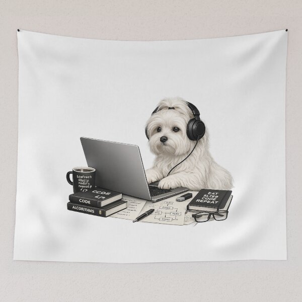 Item preview, Coding Maltese Dog – Realistic Bichon Maltese Programmer designed and sold by YamiSociety.