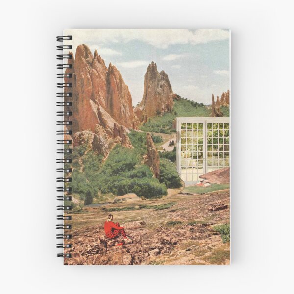 Item preview, Woman alone sitting vintage desert window mystery surreal retro mountain nature designed and sold by seventies.collages.